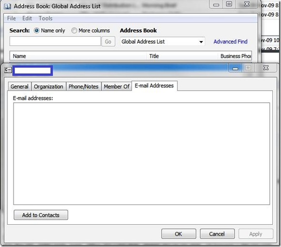 My Knowledge Base IT User with no mailbox appears in Global Address